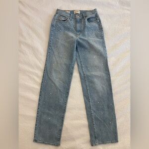 Universal Tread Rhinestone Straight Leg Blue Jeans